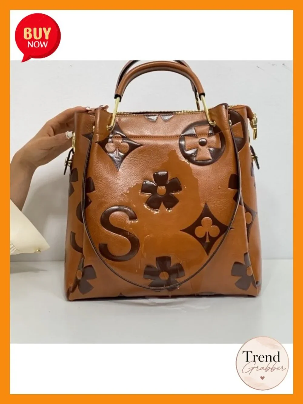 Floral Embossed Vegan Leather Top Handle Handbag Set Large Shoulder Bag Tote
